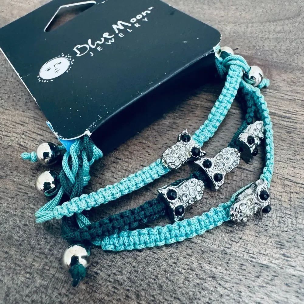 Crystal Owl Blue Moon Jewelry Charm Bracelets Set